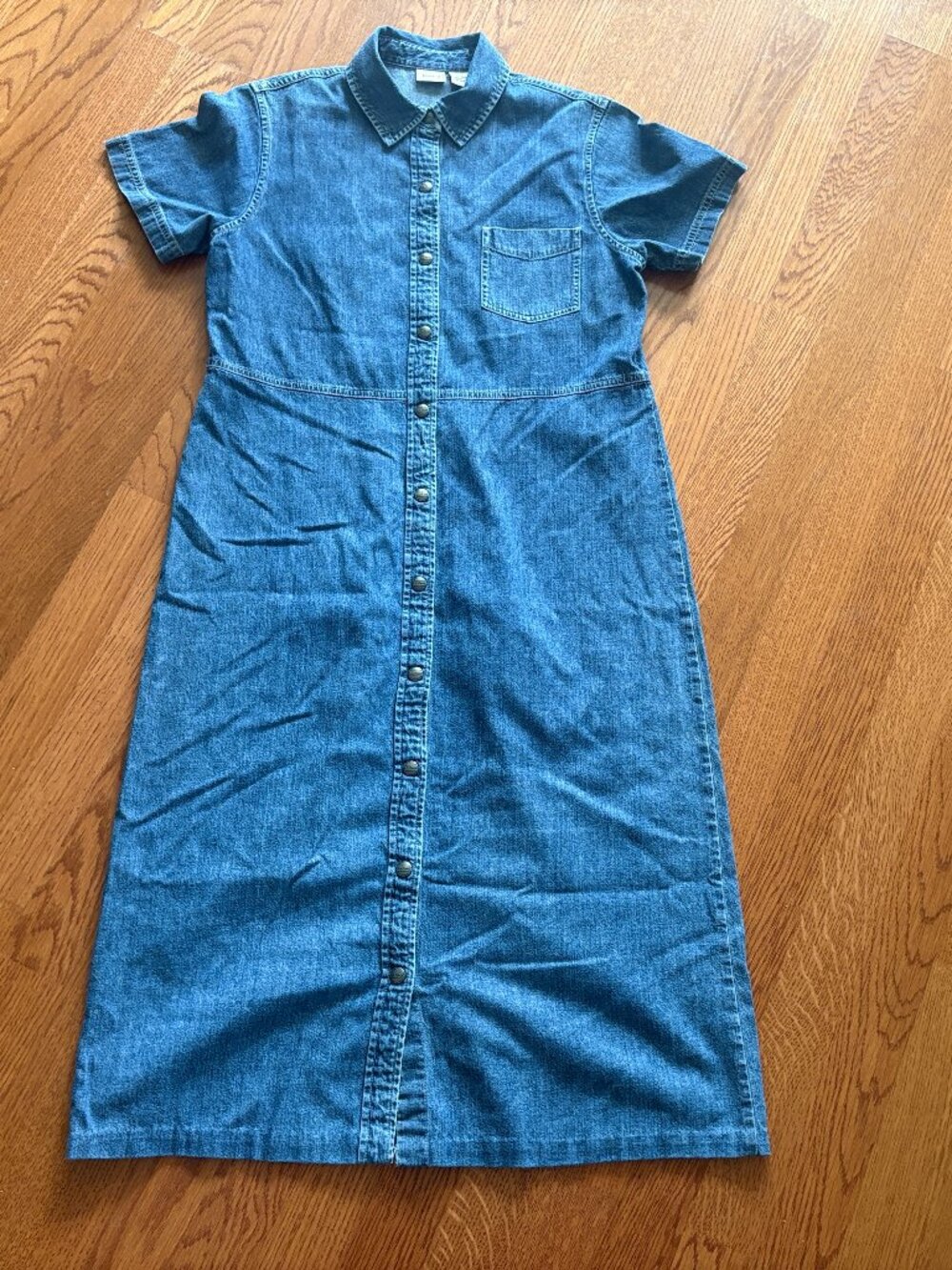Vintage Womens L.L. Bean Shirt Maxi Denim Button Up Dress Size 12 Regular